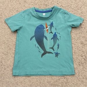 Tea Collection Teal Short Sleeve Tee with Whale/Dolphin Graphic